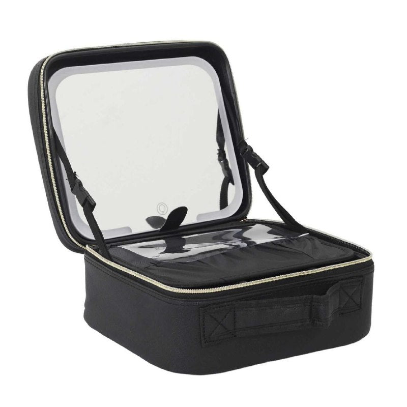 ESTUCHE ORGANIZADOR DE MAQUILLAJE CON ESPEJO LED 3 MODOS DE ILUMINACION