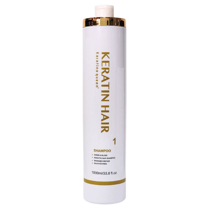 SHAMPOO CON ESENCIA DE QUERATINA BRASILEÑA EXTRACTOS DE PLANTAS Y NUTRIENTES PARA CABELLO DAÑADO KERATINE QUEEEN KERATIN HAIR PASO 1 1000ML