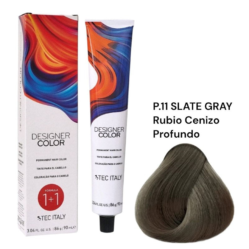 TINTE PERMANENTE PARA EL CABELLO EN CREMA RUBIO CENIZO PROFUNDO 1+1 TEC ITALY 90ML
