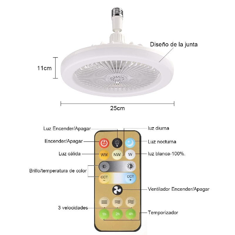 VENTILADOR LUZ LED DE TECHO REGULABLE 265V