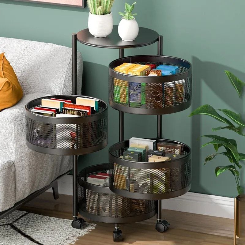 ESTANTE ORGANIZADOR MULTIFUNCIONAL GIRATORIO DE METAL DE 4 NIVELES 75X34CM