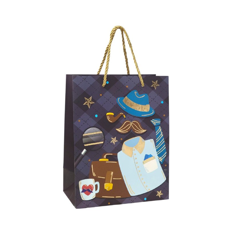 BOLSA DE REGALO PARA HOMBRE PEQUEÑA 18X10X23CM