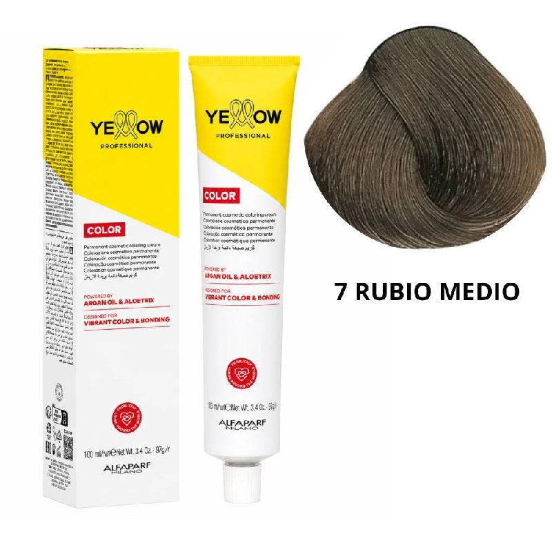 TINTE PERMANENTE PARA EL CABELLO CON ACEITE DE ARGAN Y ALOETRIX TONO 7 RUBIO MEDIO ALFAPARF 100ML