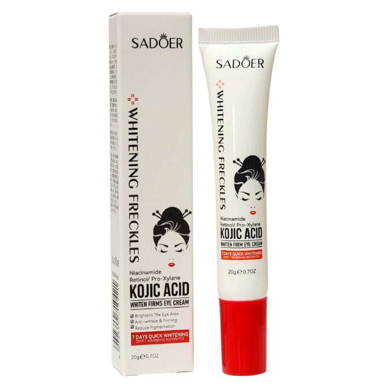 CREMA FACIAL PARA OJOS, BLANQUEADORA CON RETINOL, NIACINAMIDA, ACIDO KOJICO, ILUMINA EL AREA DE LOS OJOS, ANTIARRUGAS SADOER 20G