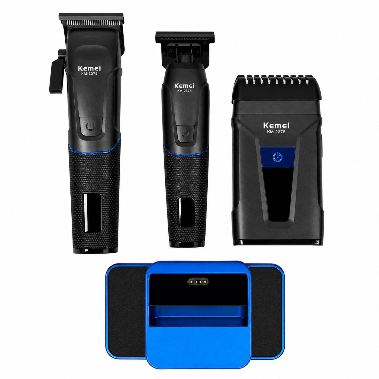 KIT PROFESIONAL 3 EN 1 PARA HOMBRES AFEITADORA PARA CABEZA, AFEITADORA PARA BARBA Y AFEITADORA PARA CUERPO ROTATIVO KEMEI  19CM, 16CM, 13CM