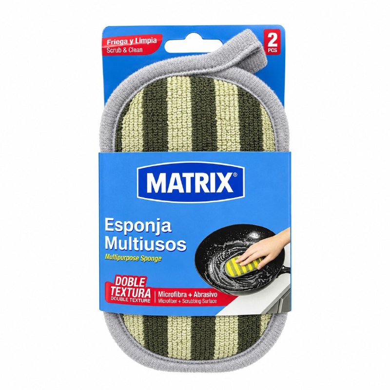 SET DE 2 PASTES MULTIUSOS DE DOBLE TEXTURA DE LIMPIEZA MATRIX 15CM