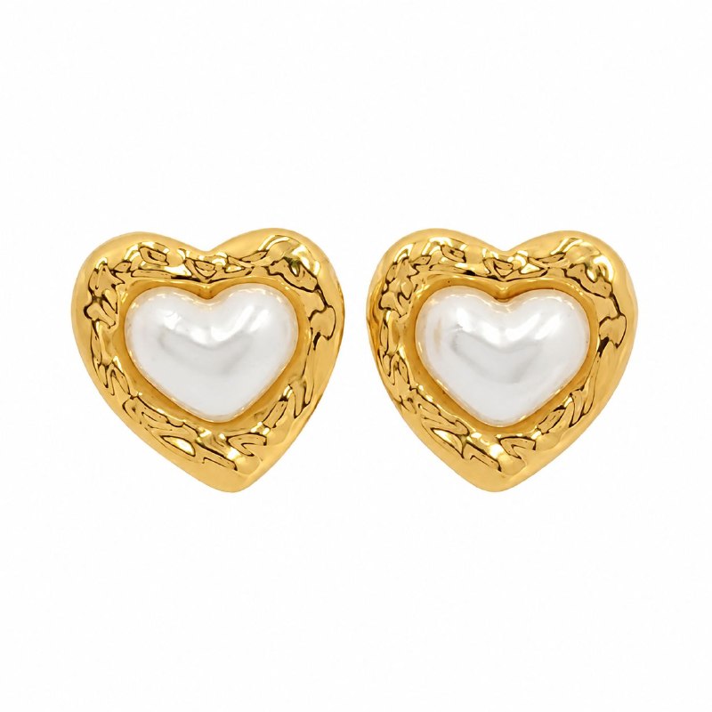 ARITOS DE ENCHAPE PARA DAMA CON DISEÑO DE CORAZON 2.3CM