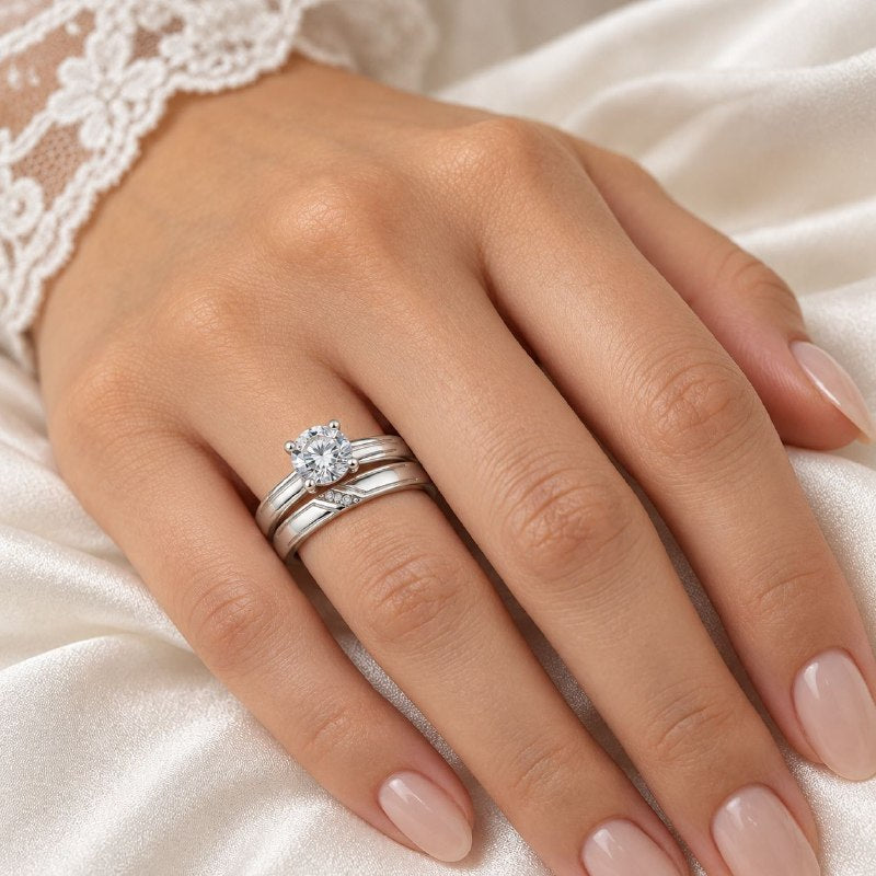 ANILLO DE PLATA 9.25 PARA DAMA EN DUO DE MATRIMONIO 4.9G