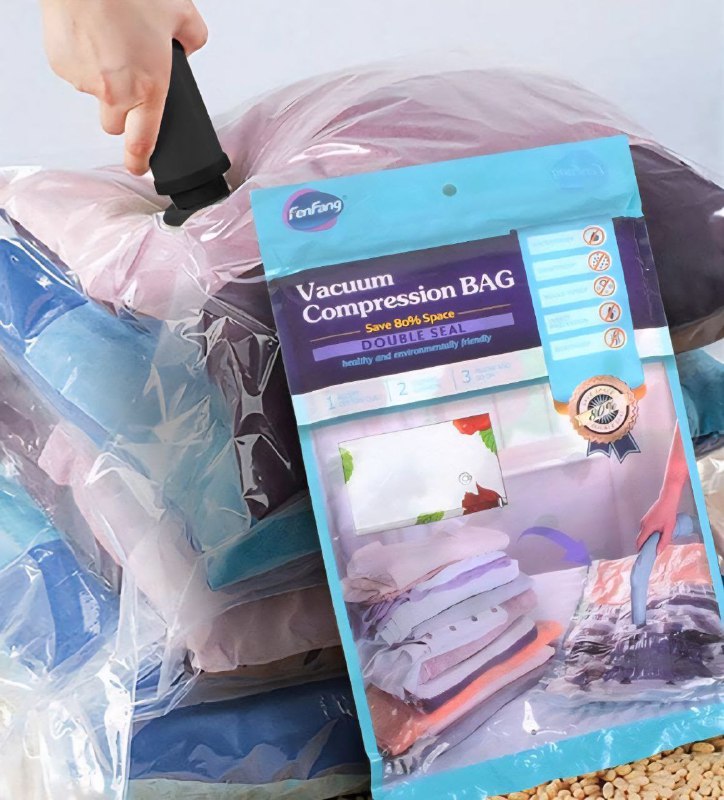 BOLSA DE COMPRESION AL VACIO PARA OPTIMIZAR ESPACIO Y ALMACENAMIENTO PARA MALETAS, ROPEROS ETC FENFANG 60X80CM