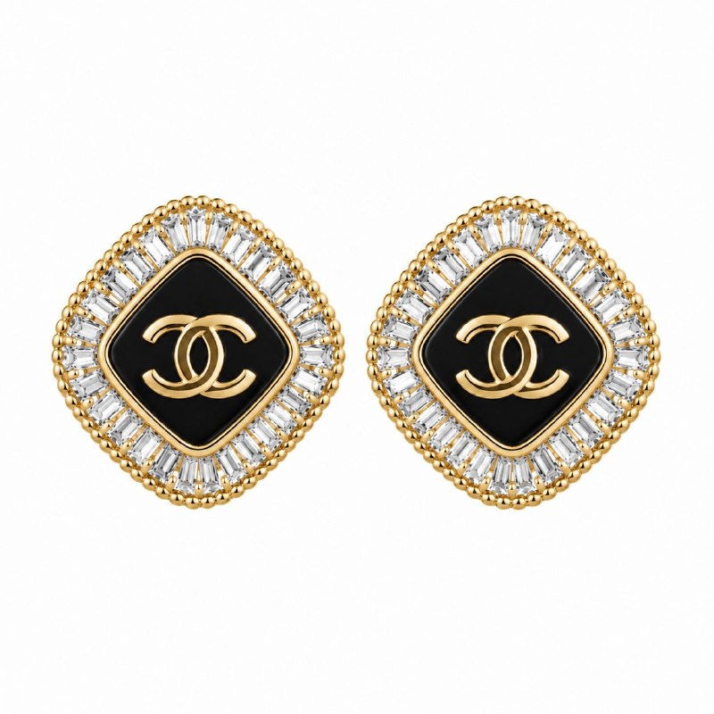 ARITOS DE ENCHAPE PARA DAMA CON DISEÑO DE ROMBO CHANEL 2.5CM