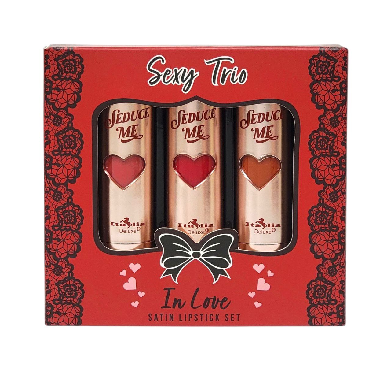 BRILLO LABIAL EN SET TRIO DE LAPICES LABIAL SATINADOS ITALIA DELUXE SEXY TRIO IN LOVE 13OZX3