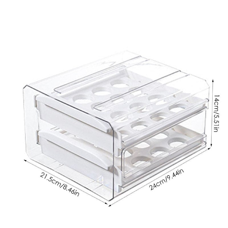 ORGANIZADOR DE HUEVOS TRANSPARENTE DE DOBLE CAPA CAPACIDAD 32 HUEVOS 22.5X15X25.5CM