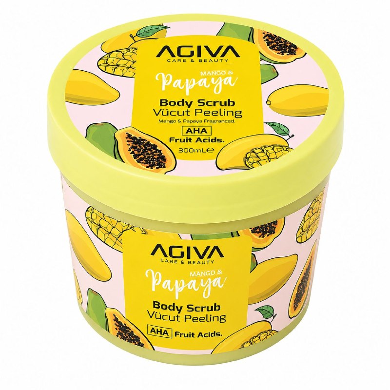 EXFOLIANTE CORPORAL ALISADOR E ILUMIANDOR DE MANGO Y PAPAYA AGIVA 300ML