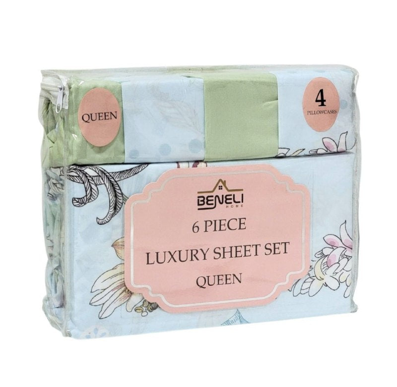 JUEGO DE SABANAS DE LUJO TAMAÑO QUEEN DE 6PCS BENELI HOME