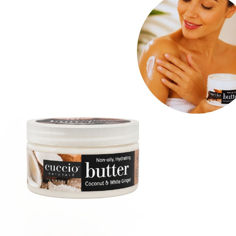 CREMA CORPORAL EXFOLIANTE HIDRATANTE INTENSIVA CON AROMA A COCO Y JENGIBRE BLANCO CUCCIO 226G