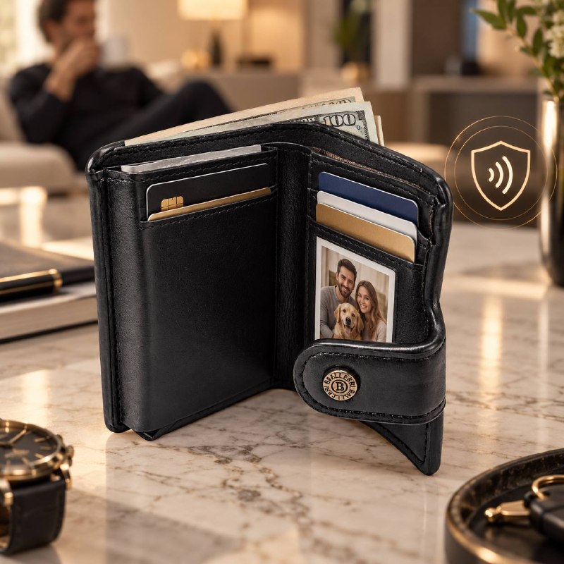 BILLETERA COMPACTA CON TARJETERO Y PROTECCION RFID BAELLERRY 9X8CM