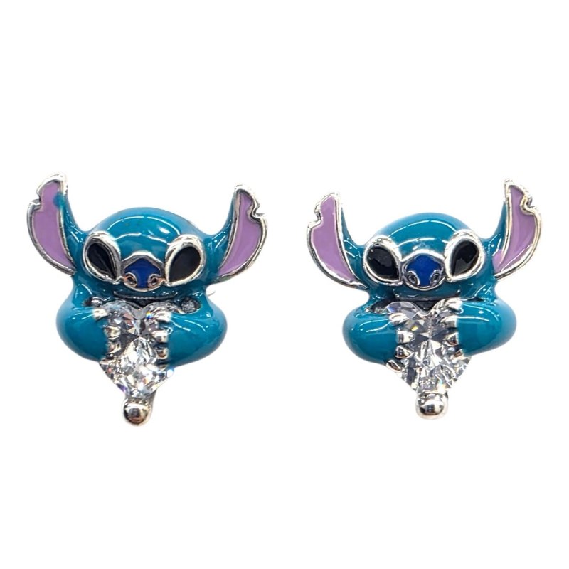 ARITOS DE PLATA 9.25 CON DISEÑO DE STITCH 3.2G