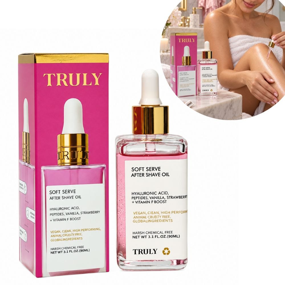 ACEITE CORPORAL ULTRAHIDRATANTE Y REAIRMANTE PARA DESPUES DEL AFEITADO CON AROMA SOFT SERVE TRULY 90ML