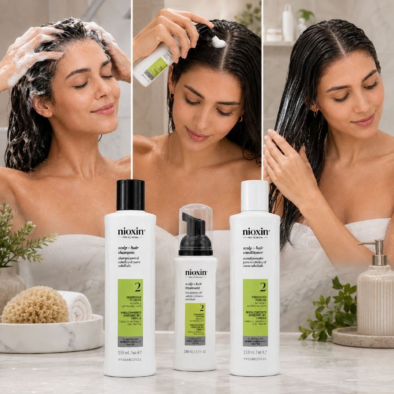 SET DE 3 PASOS EN FORMATO DE VIAJE PARA CABELLO DEBILITADO CON EFECTO ANTICAIDA, ENGROSADOR Y PURIFICANTE NIOXIN