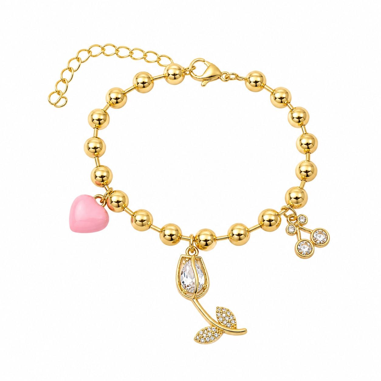 PULSERA DE ENCHAPE PARA DAMA CON DISEÑO DE FLOR