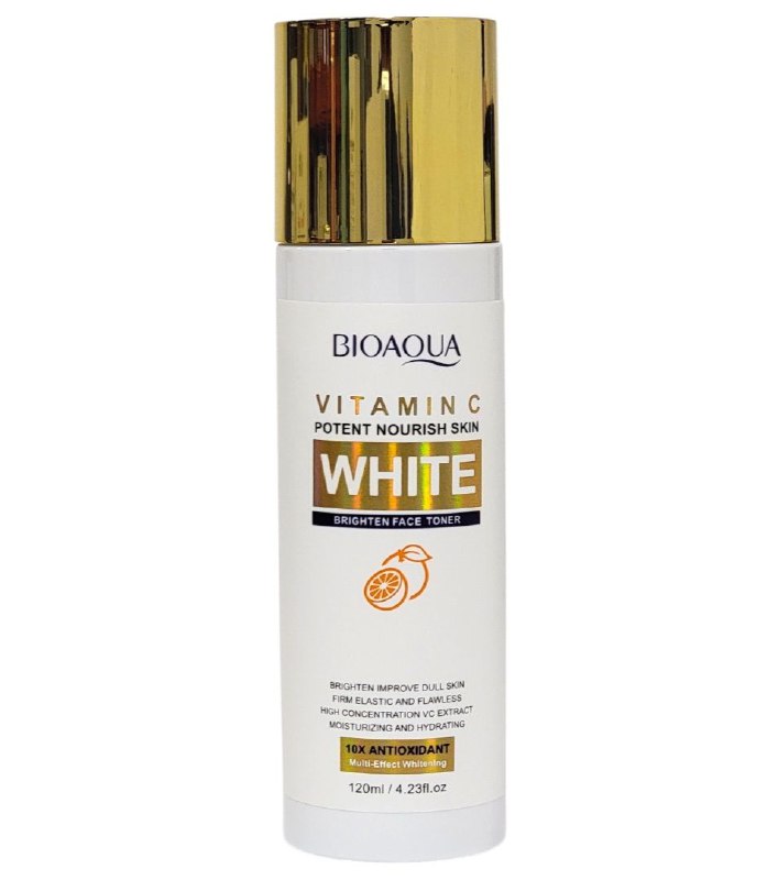 TONICO FACIAL ILUMINADOR BLANCO CON VITAMINA C, TEXTURA CLARA Y ACUOSA, REPONE LA HUMEDAD DE LA PIEL Y BLANQUEA BIOAQUA 120ML