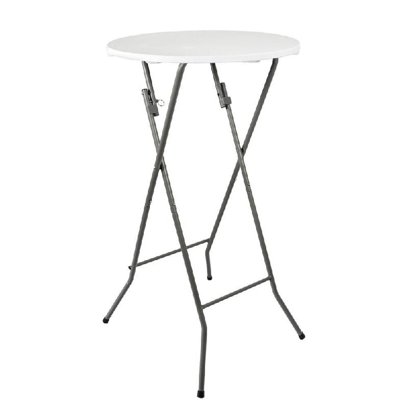 MESA COMEDOR REDONDA DE PIE,PLEGABLE DE PLASTICO PORTATIL, DE COCTEL, MESA ALTA DE BAR, ESTRUCTURA DE ACERO INOXIDABLE, FACIL DE INSTALAR Y GUARDAR HOMESTAR 135.5X5X81CM