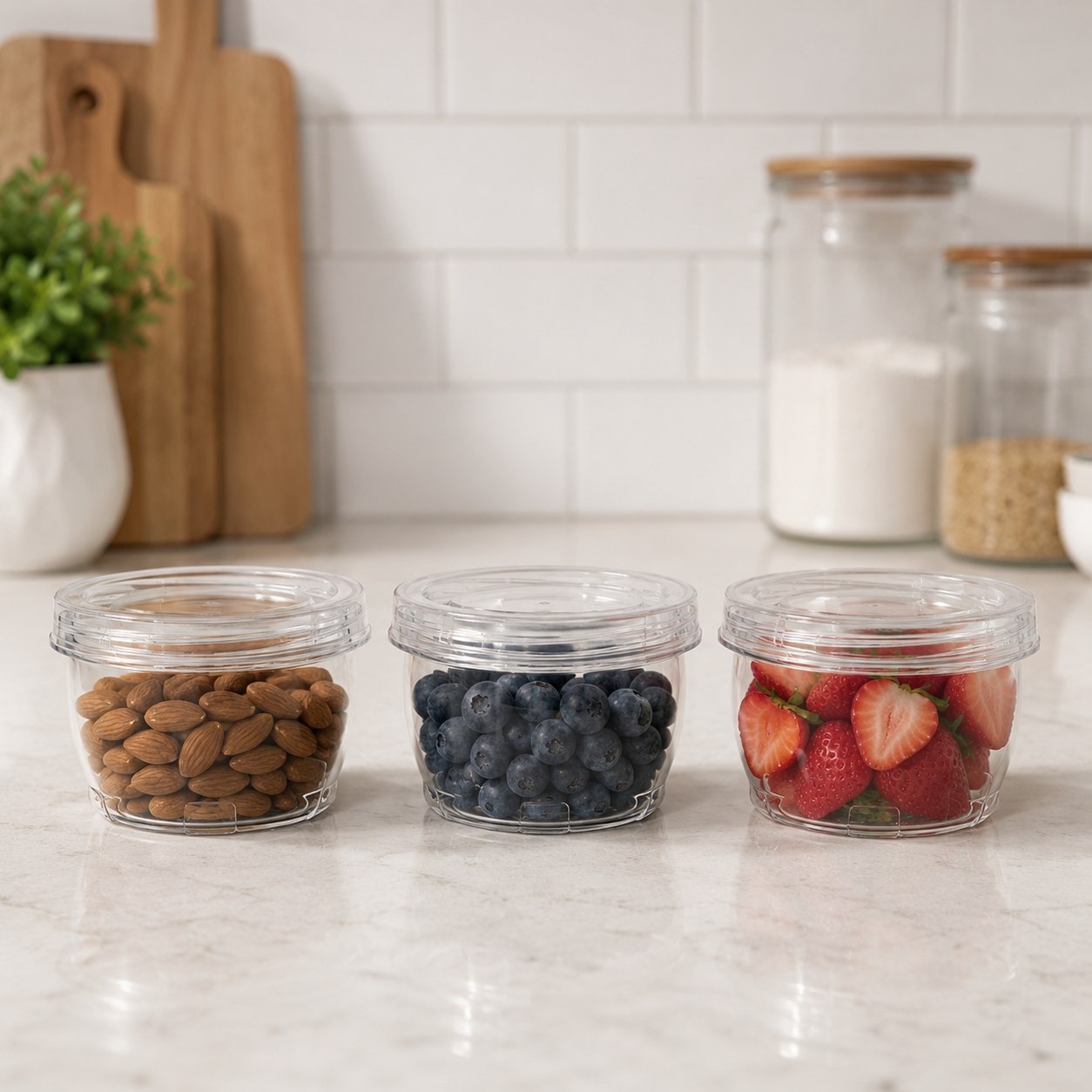 RECIPIENTE DE ALIMENTOS DE PLASTICO REDONDO 3PCS LOTUS 260ML