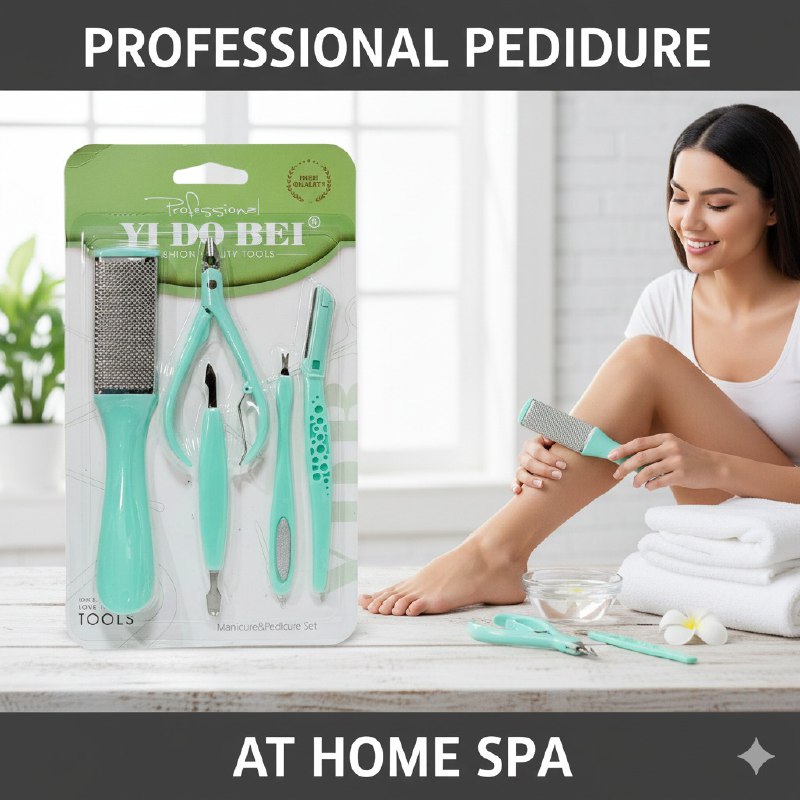 SET DE PEDICURA Y MANICURA PROFESIONAL DE 5 PIEZA, ELIMINAN DUREZAS Y PIEL MUERTA Y SUAVIZAN LA PIEL YI DO BEI