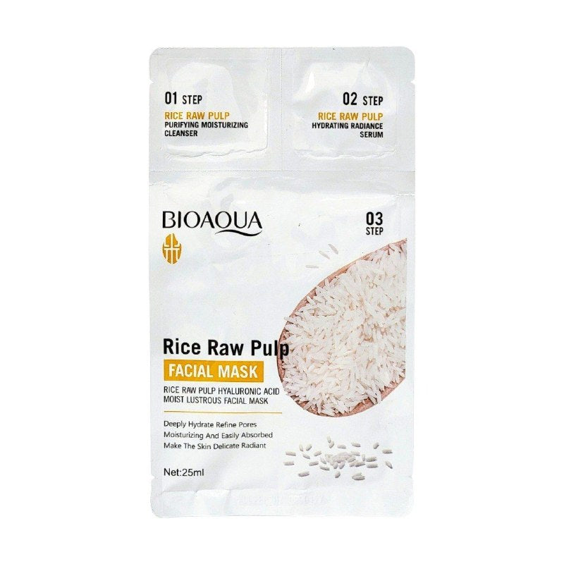 MASCARILLA FACIAL PURIFICANTE E HIDRATANTE DE PULPA DE ARROZ CON ACIDO HIALURONICO BIOAQUA 25ML