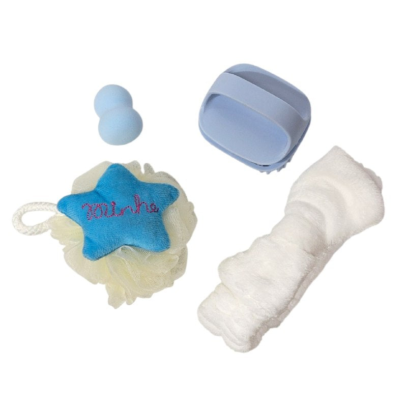 KIT DE CUIDADO FACIAL, BANDA PARA EL PELO, ESPONJA, CEPILLO MESAJE CAPILAR, ESPONJA DE MAQUILLAJE KISS LOVELY, 4 ESTILOS
