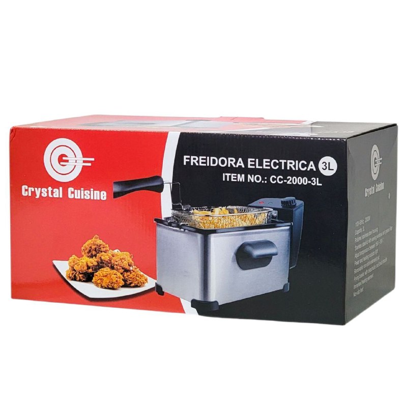 MAQUINA FREIDORA ELECTRICA, BANDEJA DE ACERO INOXIDABLE, CAPACIDAD 3L, POTENCIA 2000W, TEMPERATURA AJUSTABLE CRYSTAL CUISINE