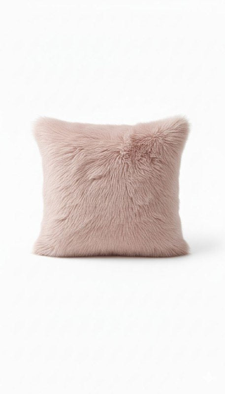 COJIN ALMOHADA ELEGANTE ULTRA SUAVE Y PELUDA DE FELPA SINTETICA, 5 COLORES