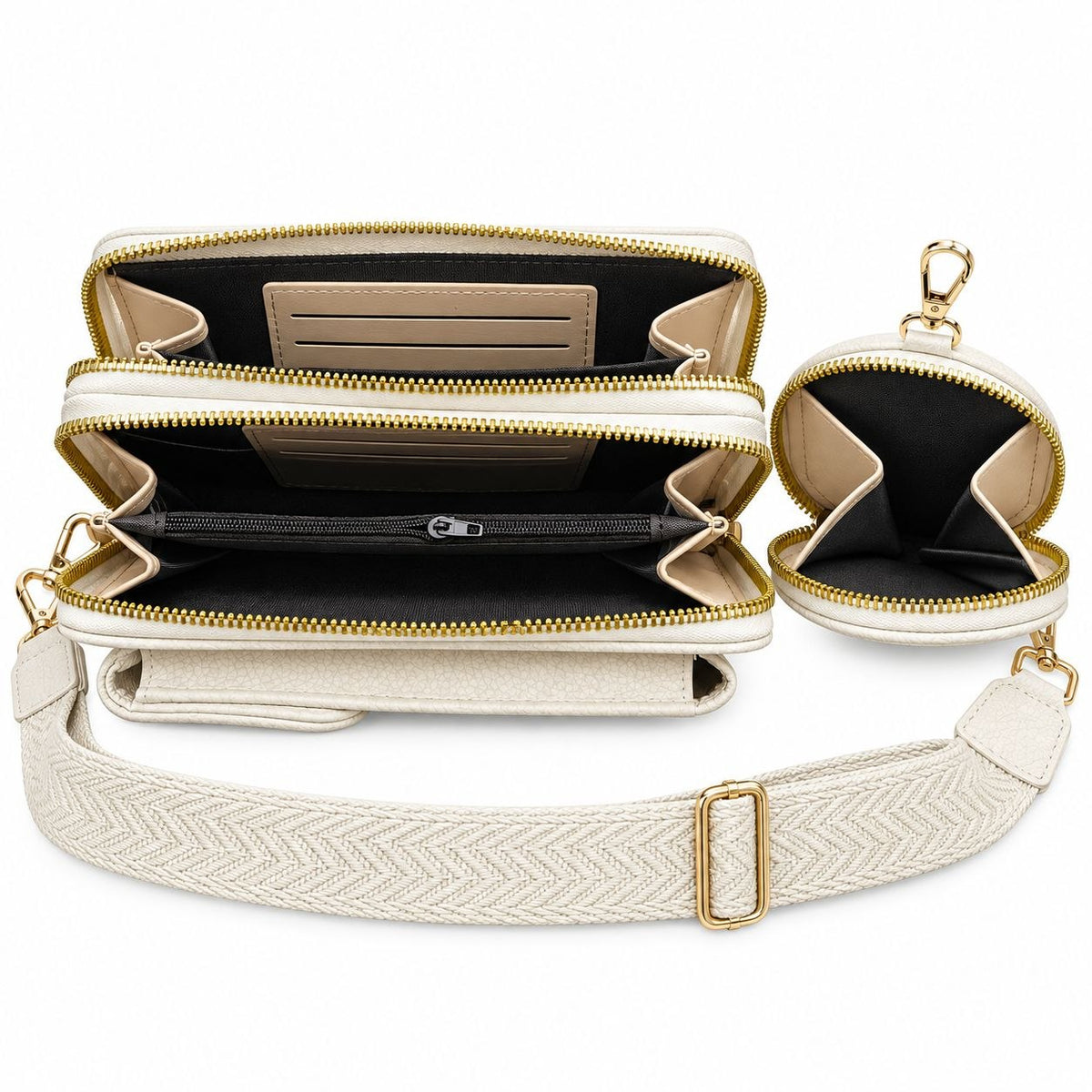 CARTERA CRUZADA CON MINI MONEDERO Y CORREA AJUSTABLE TABU 19X12CM