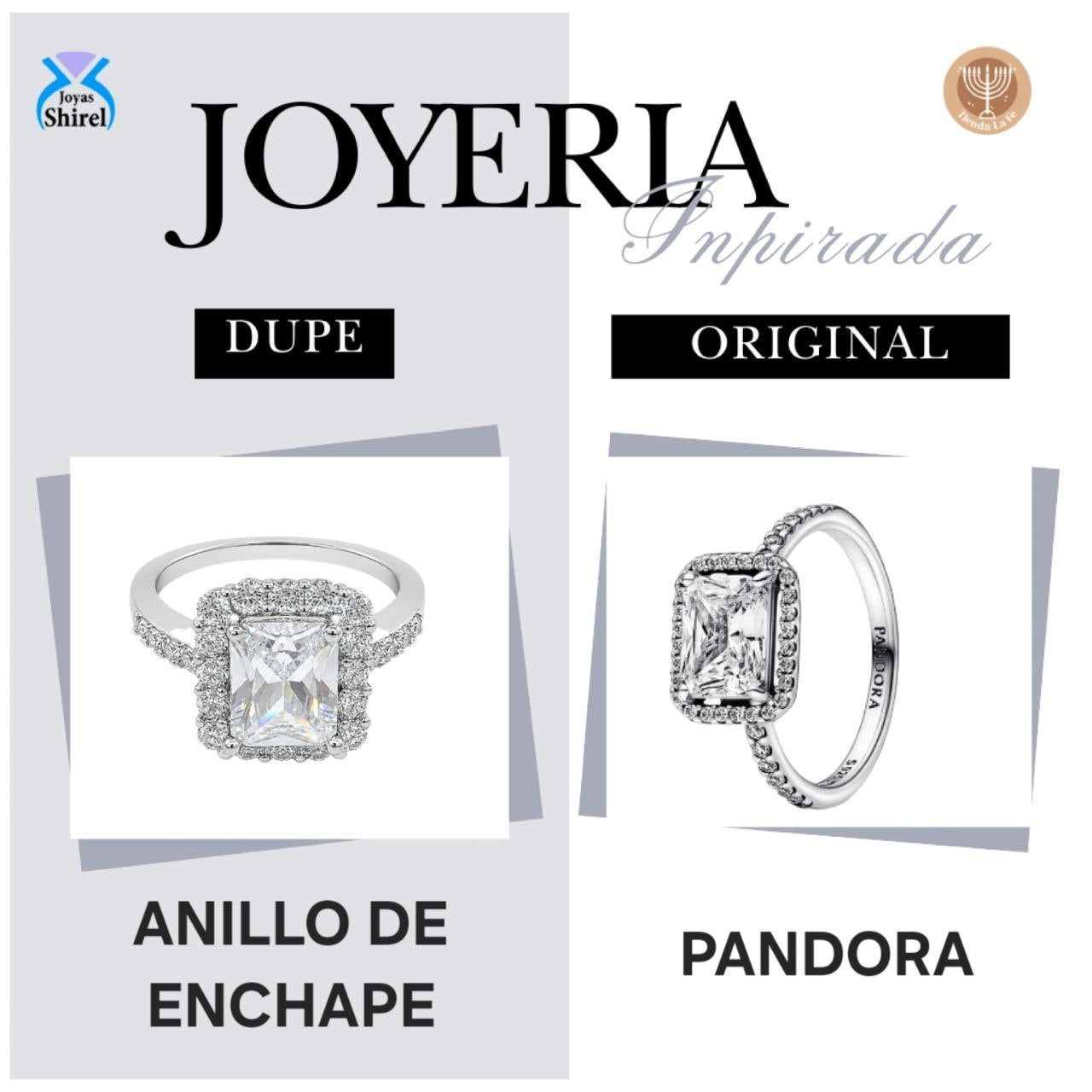 ANILLO DE ENCHAPE PARA DAMA CON CIRCÓN CORTE ESMERALDA Y ESTILO HALO