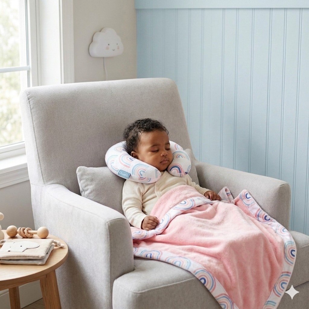 SET DE MANTA Y ALMOHADA DE VIAJE PARA BEBE CON TEXTURA ATERCIOPELADA CLOUD 9 76X101CM