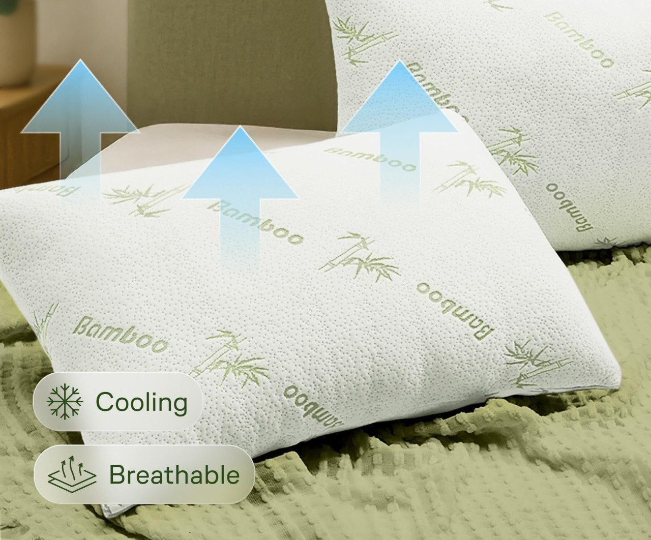 SET DE ALMOHADAS CON TECNOLOGIA DE BAMBU TAMAÑO QUEEN 2UND HOME LIVING 70X50CM