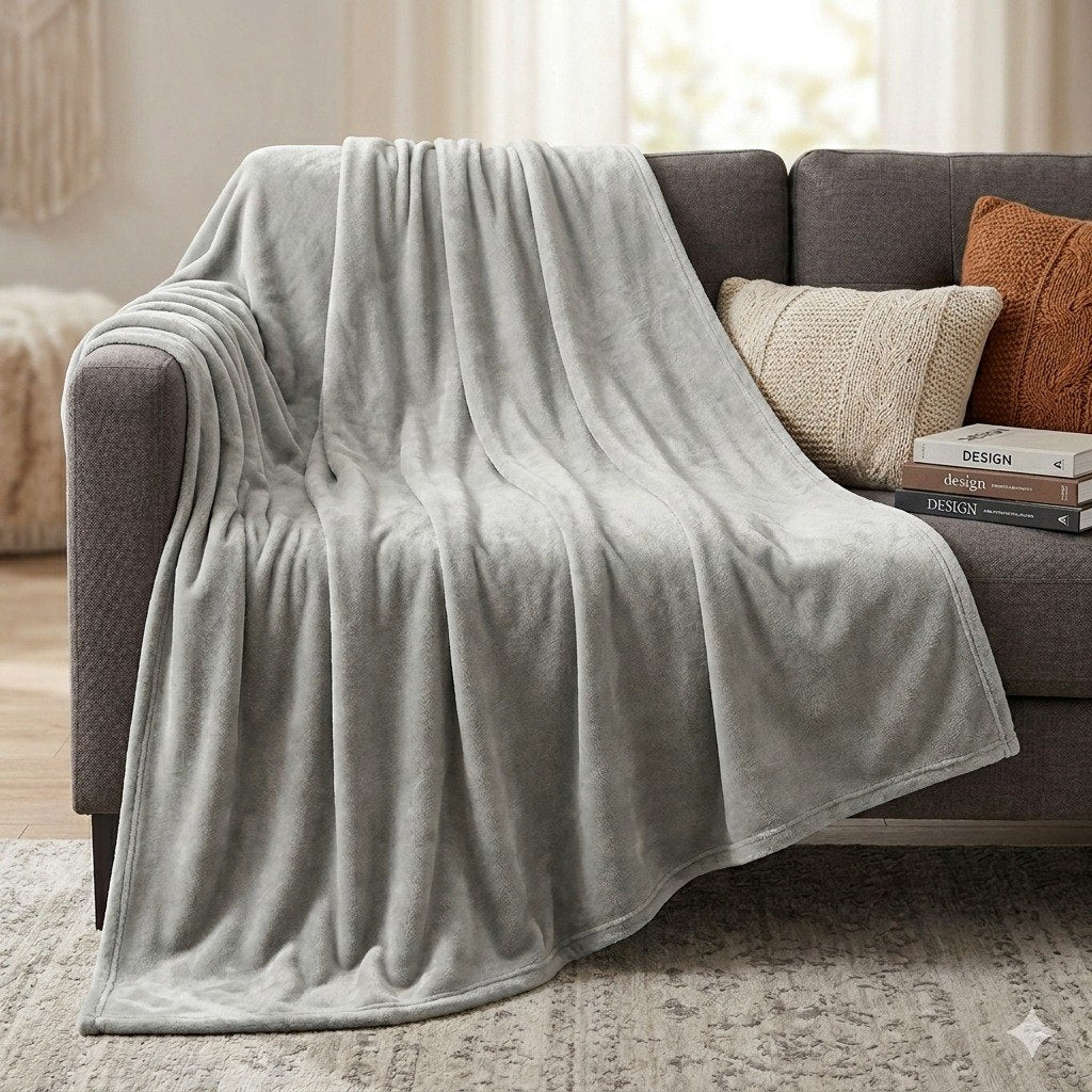 MANTA DECORATIVA TEXTURA SUAVE COLOR GRIS BARBARA HOMES 127X152CM