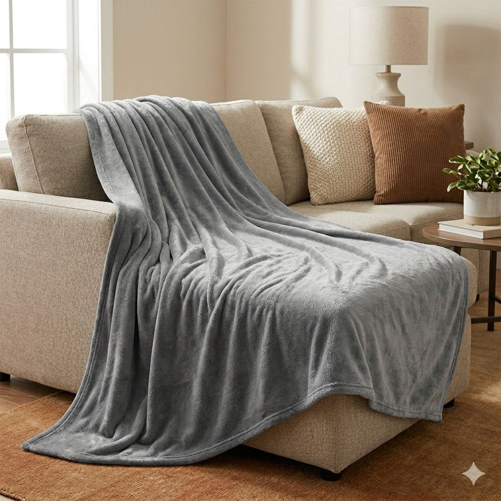 MANTA DECORATIVA TEXTURA SUAVE COLOR GRIS OSCURO BARBARA HOMES 127X152CM