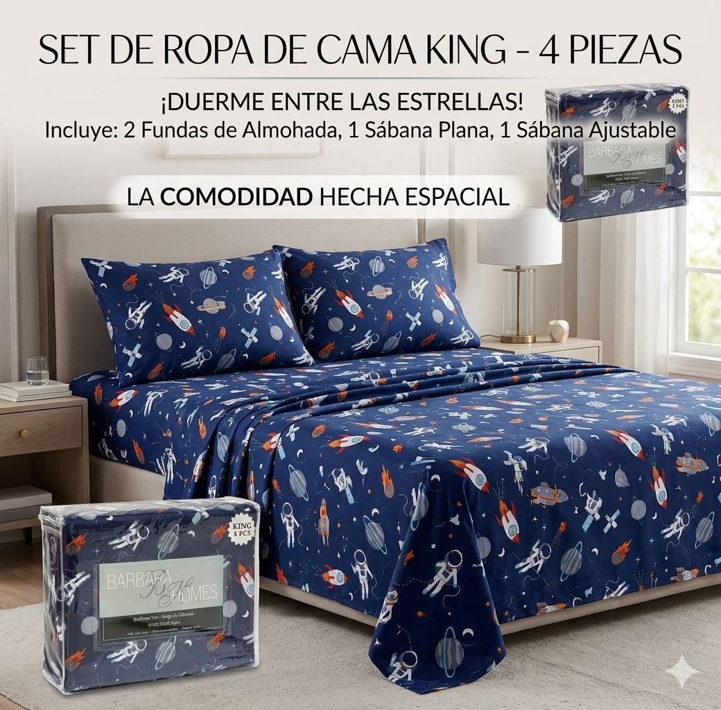 JUEGO DE SÁBANAS TAMAÑO KING 4PCS BARBARA HOMES