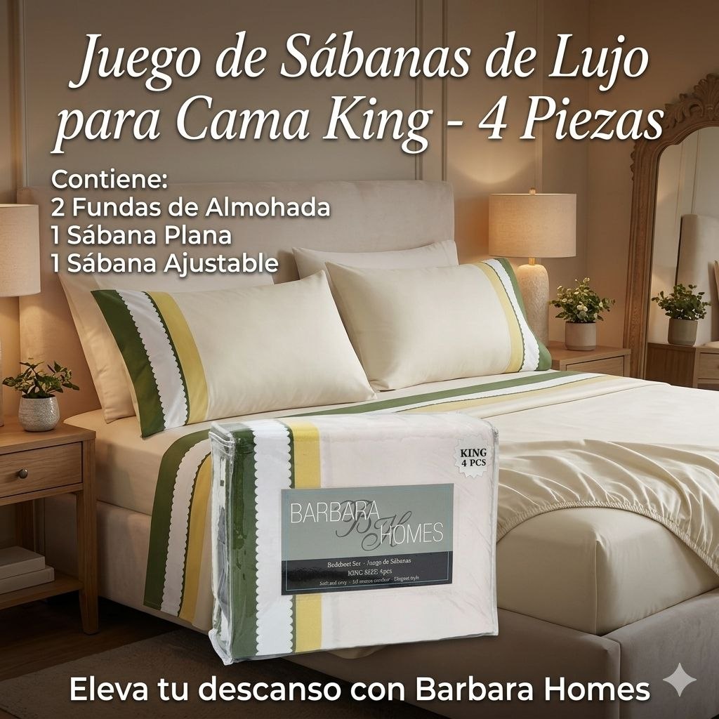 JUEGO DE SÁBANAS TAMAÑO KING 4PCS BARBARA HOMES