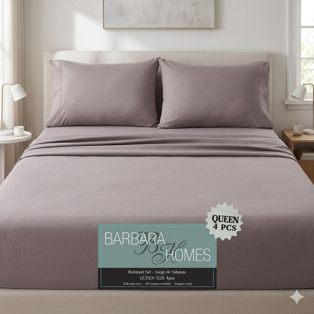 JUEGO DE SÁBANAS TAMAÑO QUEEN 4PCS BARBARA HOMES