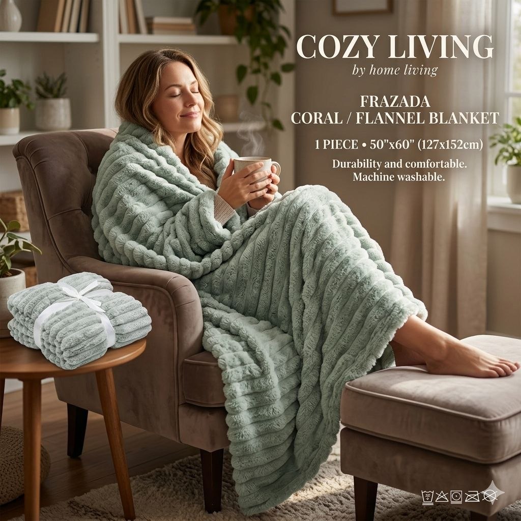 COBIJA FRAZADA CORAL CON TACTO ATERCIOPELADO COZY LIVING 127X152CM