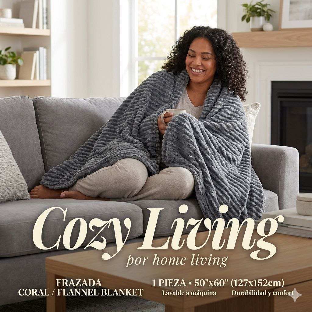 COBIJA FRAZADA CORAL CON TACTO ATERCIOPELADO COZY LIVING 127X152CM