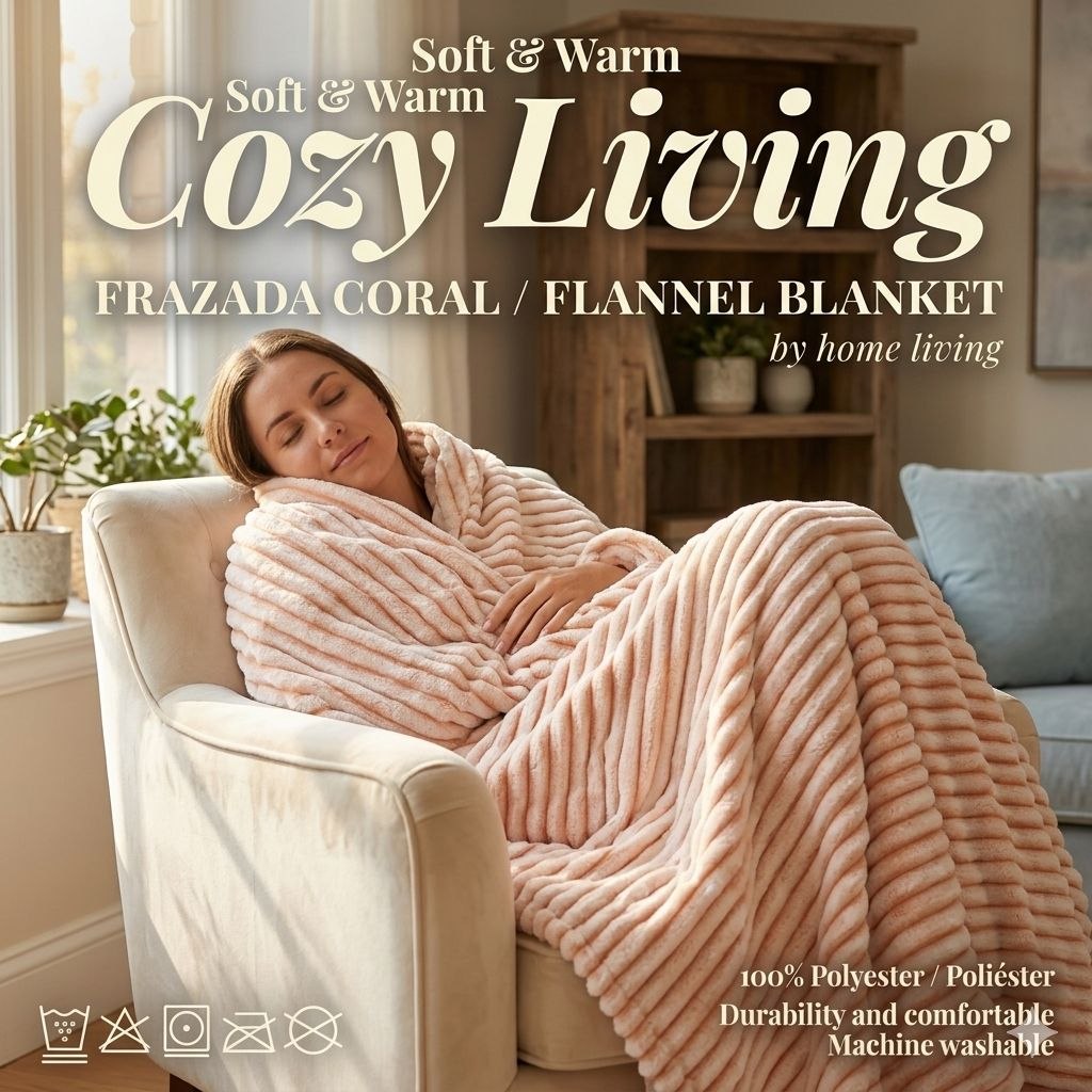 COBIJA FRAZADA CORAL CON TACTO ATERCIOPELADO COZY LIVING 127X152CM