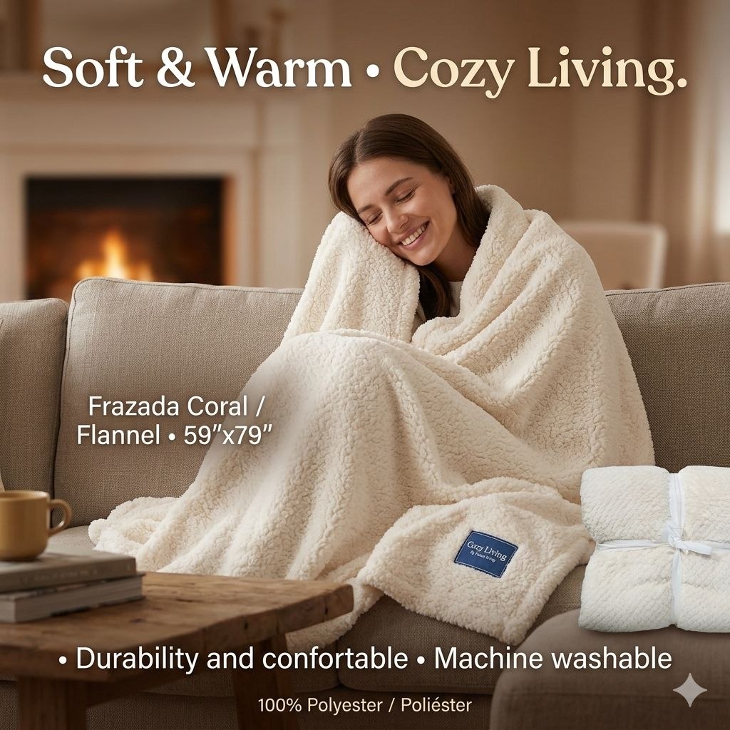 COBIJA FRAZADA CORAL CON TACTO ATERCIOPELADO COZY LIVING 150X200CM