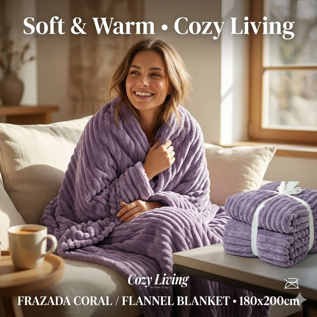 COBIJA FRAZADA CORAL CON TACTO ATERCIOPELADO COZY LIVING 180X200CM