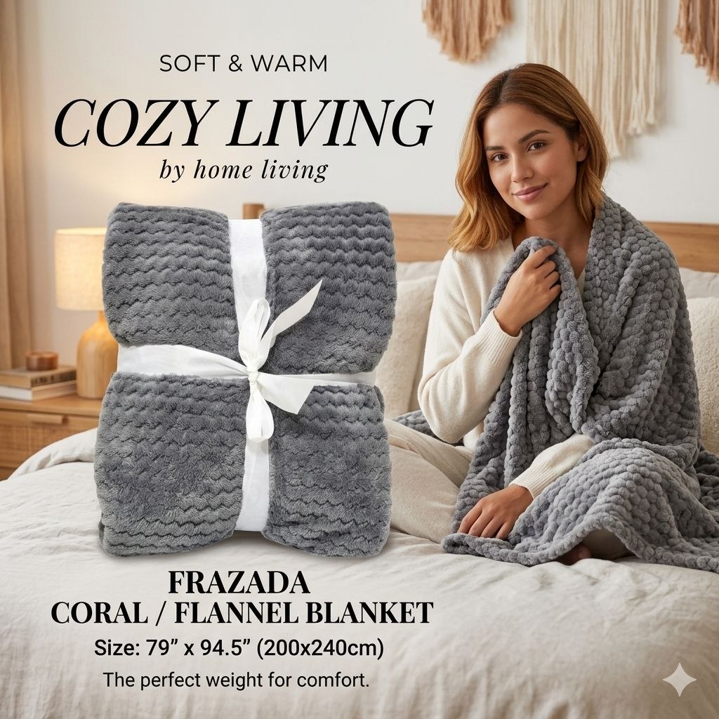 COBIJA FRAZADA CORAL CON TACTO ATERCIOPELADO COZY LIVING 200X240CM