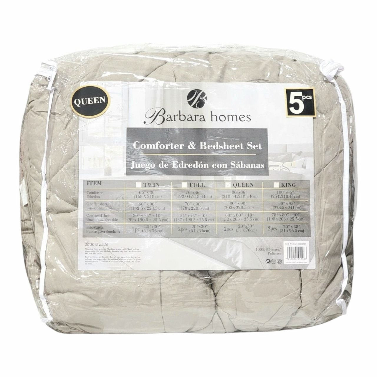 JUEGO DE SABANAS CON EDREDÓN BARBARA HOMES 5PCS