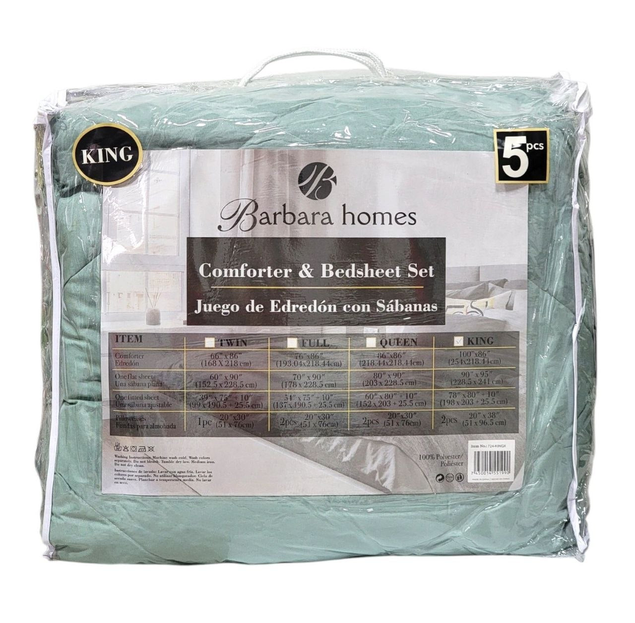 JUEGO DE SABANAS CON EDREDÓN 5PCS BARBARA HOMES