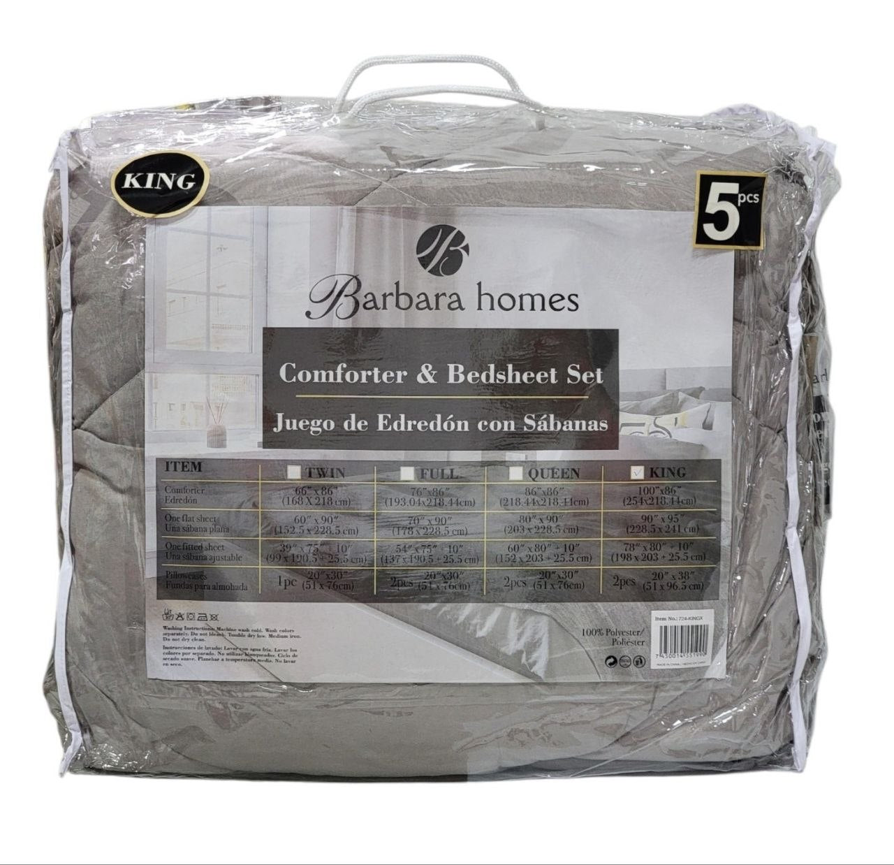 JUEGO DE SABANAS CON EDREDÓN 5PCS BARBARA HOMES